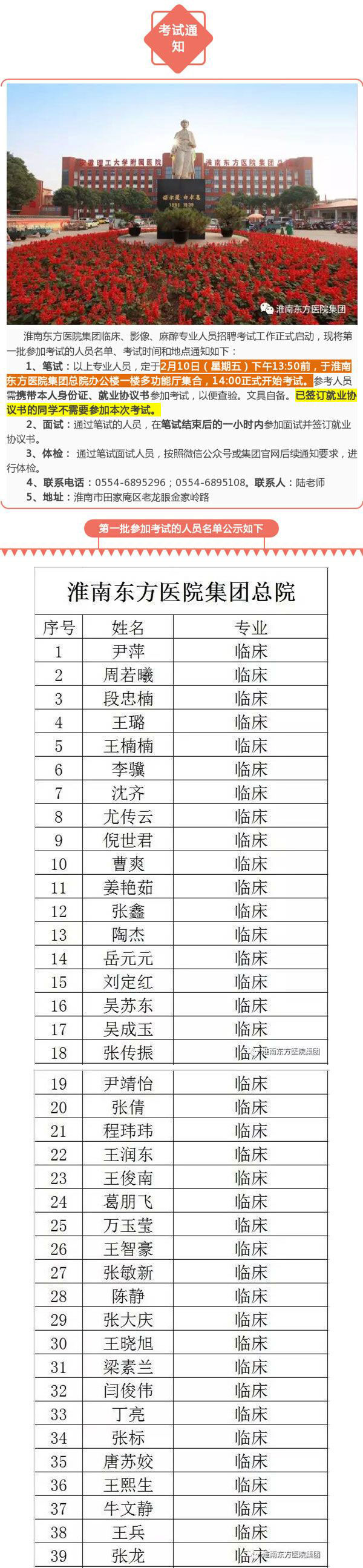 开云体育臨床、影像、麻醉專業人員招聘考試通知